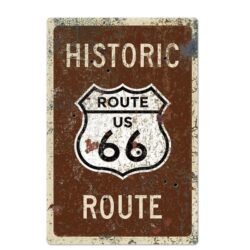 vintage metallplatte route 66 rot