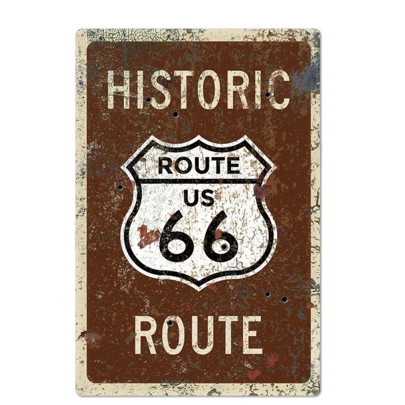 vintage metallplatte route 66 rot vintage metallplatte route 66 rot