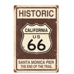 vintage metallplatte route 66 santa monica