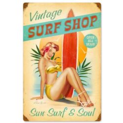vintage surf metallplatte