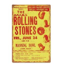 vintage metal plate the rolling stones konzert
