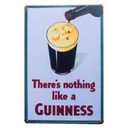 vintage metallplatte guinness glas