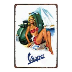 vintage vespa metallplatte