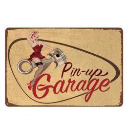 metallplatte vintage pin up garage