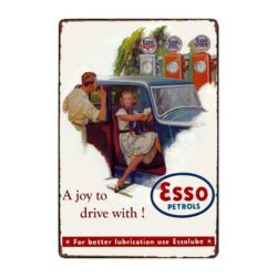 vintage metallplatte esso benzine
