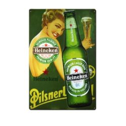 vintage heineken pin up metallplatte