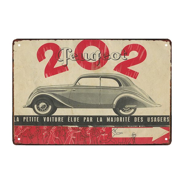 metallplatte vintage peugeot 202 metallplatte vintage peugeot 202