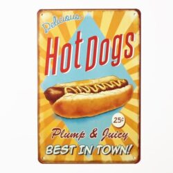 vintage hot dogs metallplatte