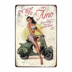 metallplatte vintage pin up italien