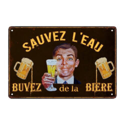 bier alte werbetafel humor in metall