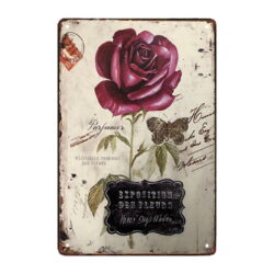 metallplatte alte blumen
