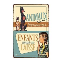 metallplatte tiere willkommen kinder an der leine