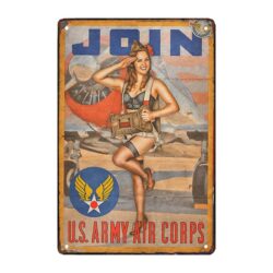 vintage armee pin up metallplatte