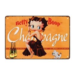 metallplatte betty boop champagner