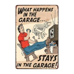 garage metallschild humor
