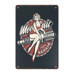 metallplatte deko garage pin up