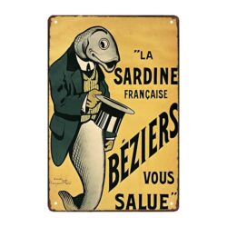 metallplatte deko les sardinen