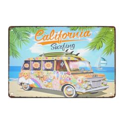 metallplatte deko surf kalifornien