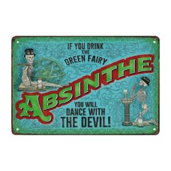 metallplatte deko vintage kuche absinth