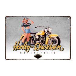harley pinup metallplatte