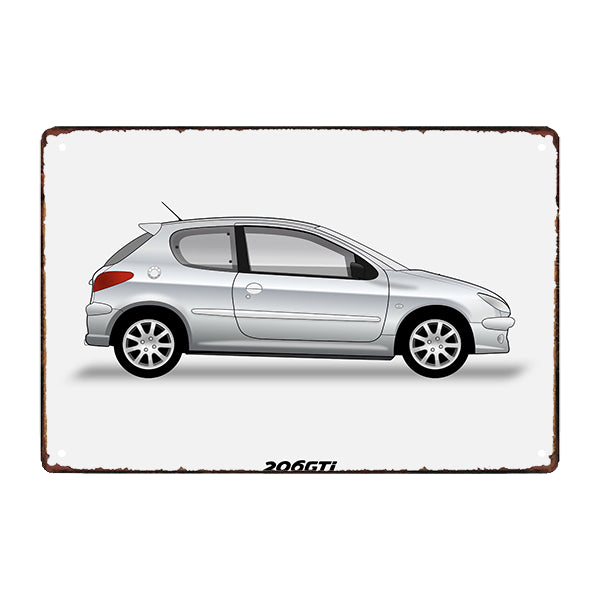 peugeot 206 metallschild peugeot 206 metallschild