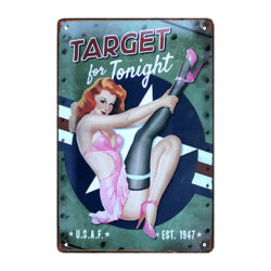 plakette metall pin up ziel fuer heute abend