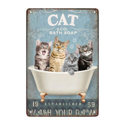 vintage metall badezimmerteller katzen