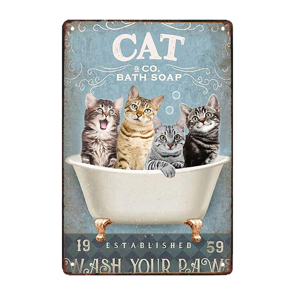 vintage metall badezimmerteller katzen vintage metall badezimmerteller katzen