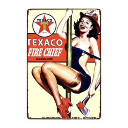 texaco pin up metallplatte